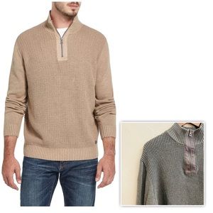 Weatherproof Vintage Grey Waffle Textured 1/4 Zip Sweater